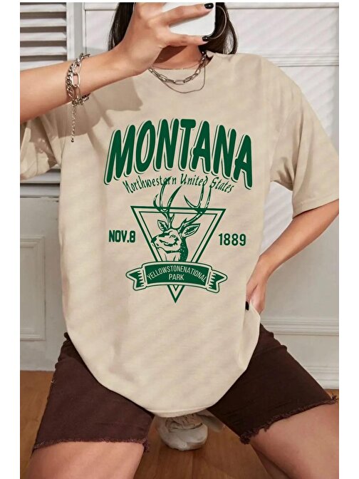 Unisex Montana Baskılı T-shirt