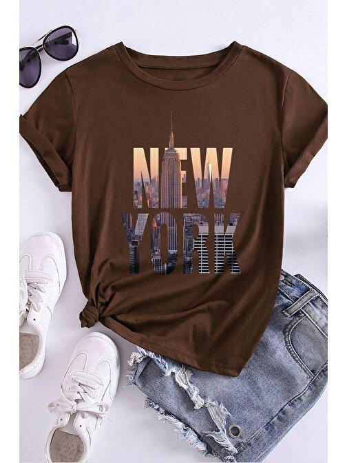 Unisex New York Baskılı Oversize Tshirt