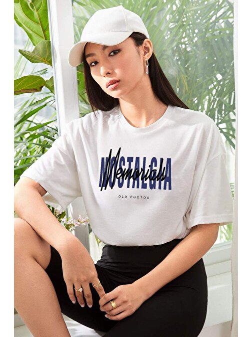 Unisex Nostalgia Baskılı Oversize Tshirt