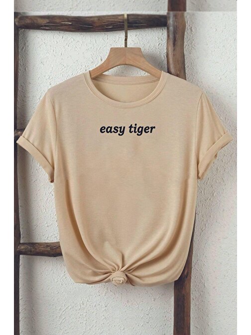 Unisex Easy Tiger Baskılı Oversize Tshirt