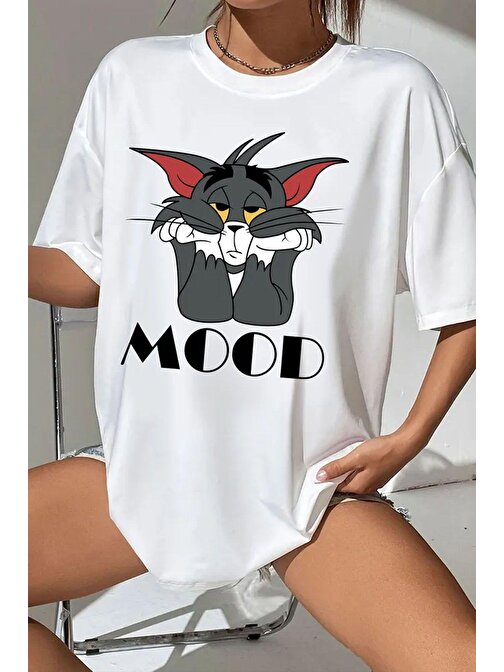 Unisex Mood Baskılı Oversize Tshirt