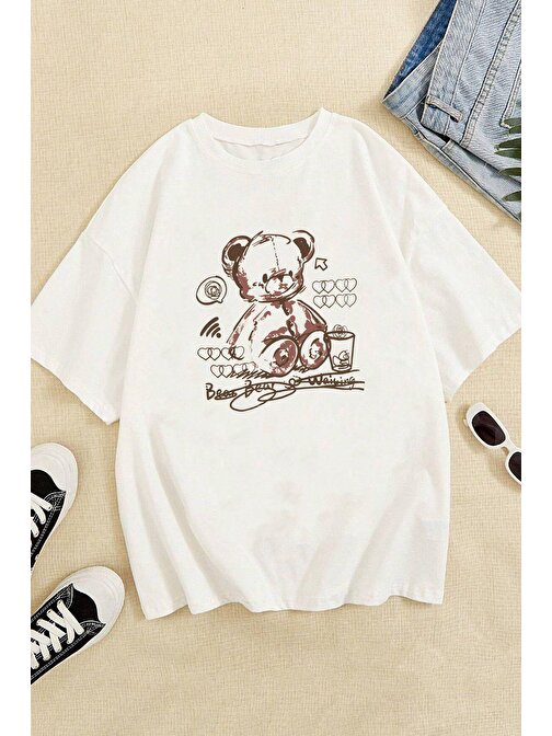 Unisex Bear Bear Baskılı Tasarım Tshirt