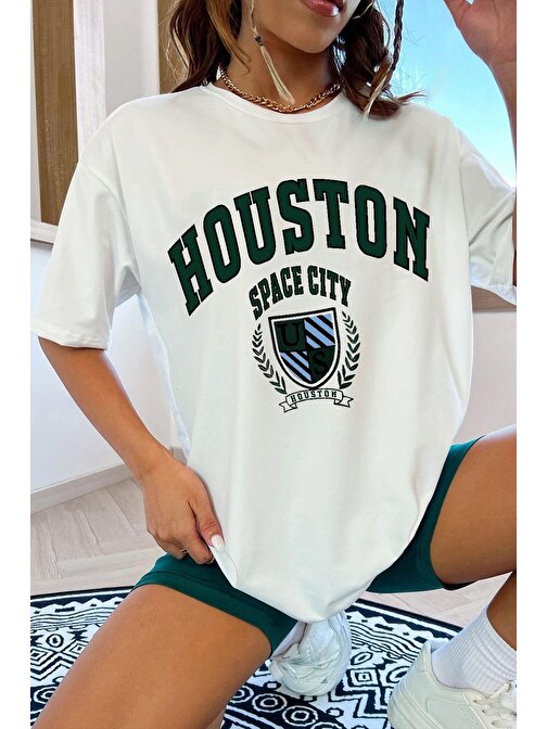 Unisex Houston Space City Baskılı Tasarım Tshirt