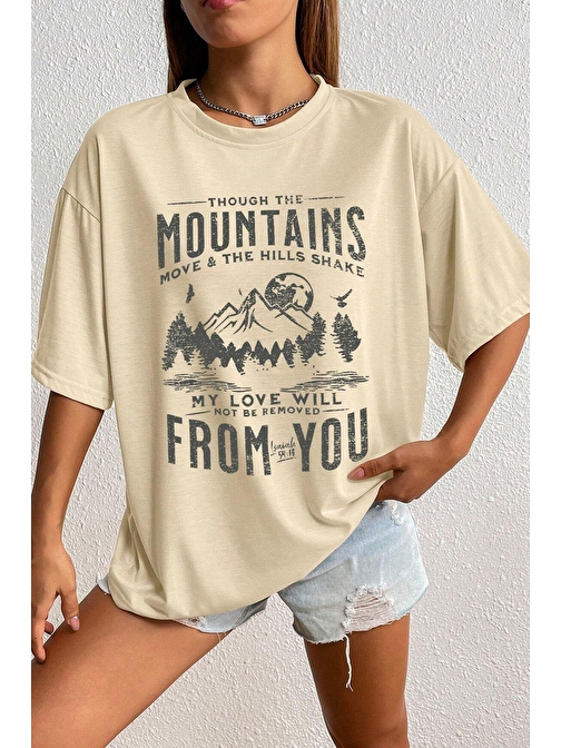 Unisex Mountains Baskılı Tasarım Tshirt