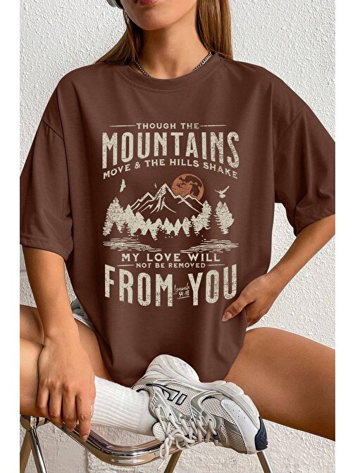 Unisex Mountains Baskılı Tasarım Tshirt