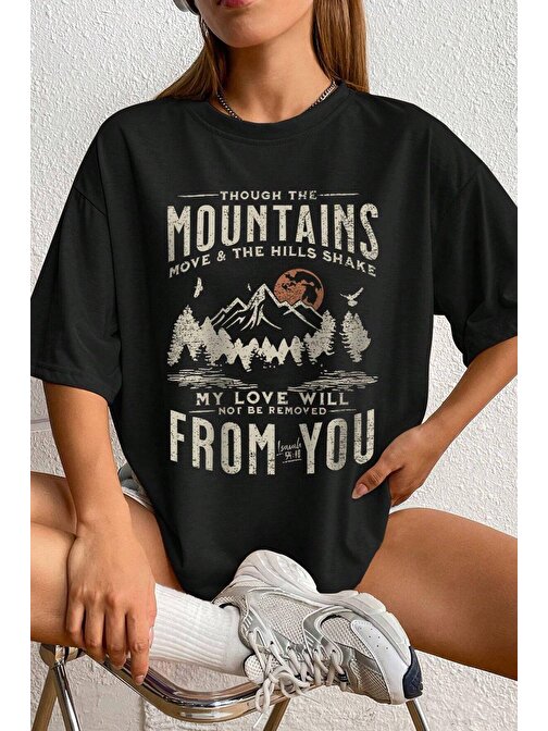 Unisex Mountains Baskılı Tasarım Tshirt