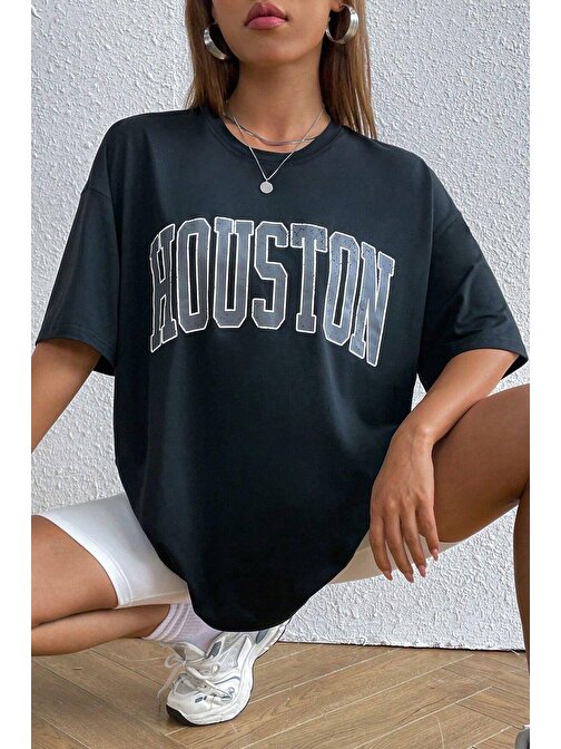 Unisex Houston Baskılı Tasarım Tshirt