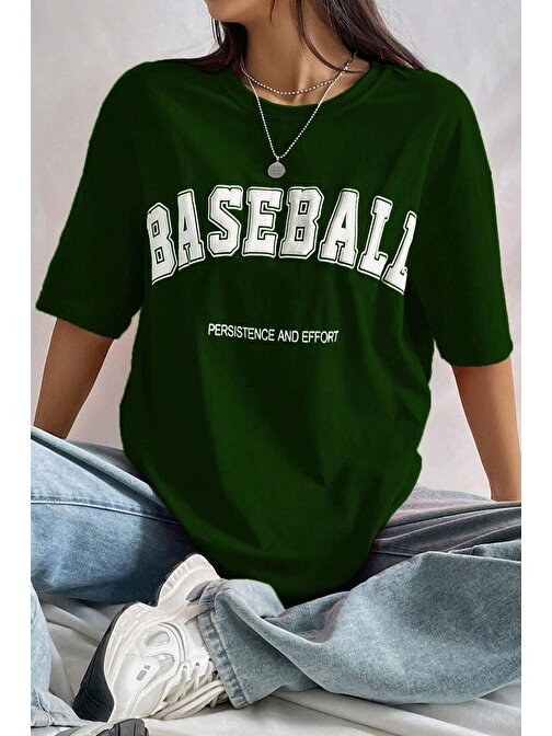 Unisex Baseball Baskılı Oversize Tshirt
