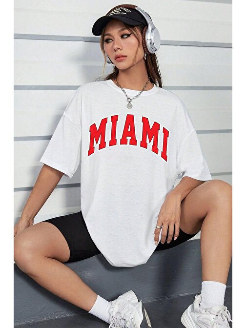 Unisex Miami Baskılı Tasarım Tshirt