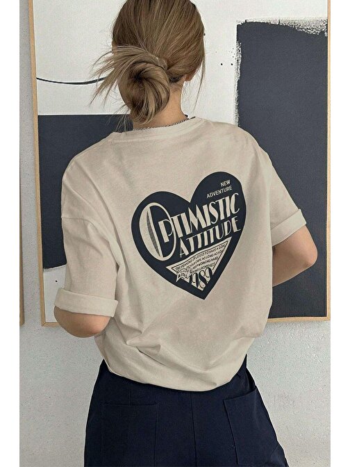 Unisex Optimistic Baskılı Tasarım Tshirt