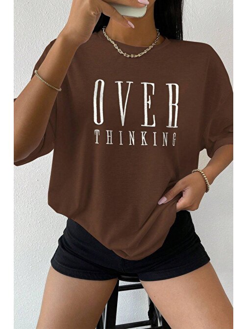 Unisex Over Thinking Baskılı Tasarım Tshirt