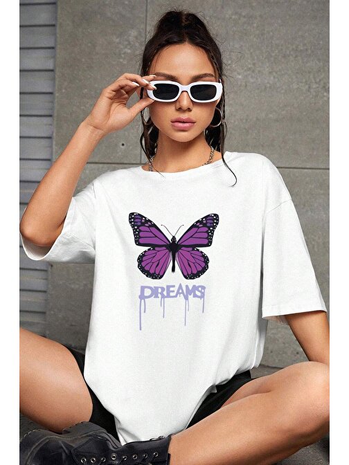 Unisex Dream Butterfly Tasarım Tshirt