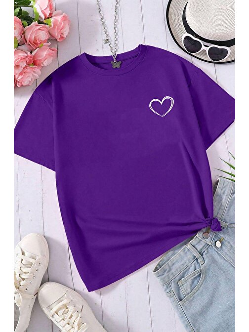 Unisex Hearts Baskılı Tasarım Tshirt