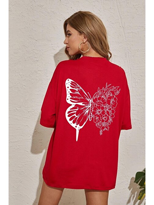 Unisex Drawing Butterflies Tasarım T-shirt