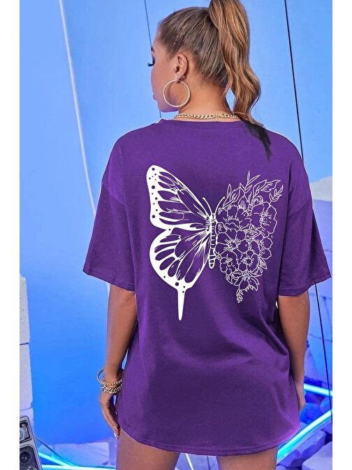 Unisex Drawing Butterflies Tasarım T-shirt
