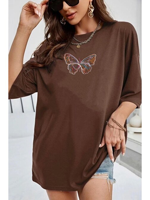 Unisex Butterfly Baskılı T-shirt