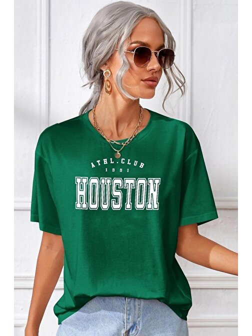 Unisex Houston Baskılı T-shirt