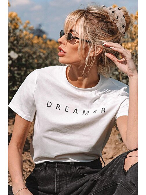 Unisex Dreamer Baskılı Oversize Tshirt