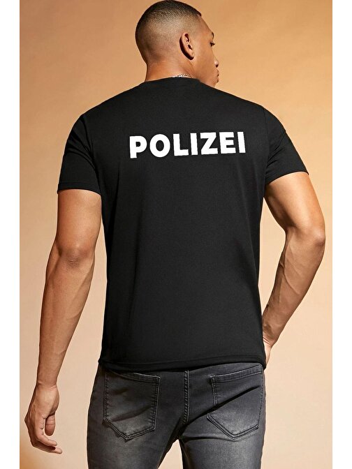 Unisex Polizei Baskılı T-shirt