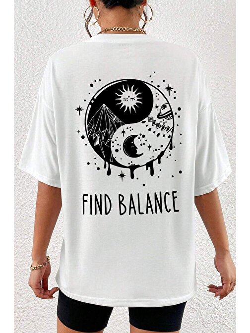 Unisex Yin & Yang Baskılı T-shirt
