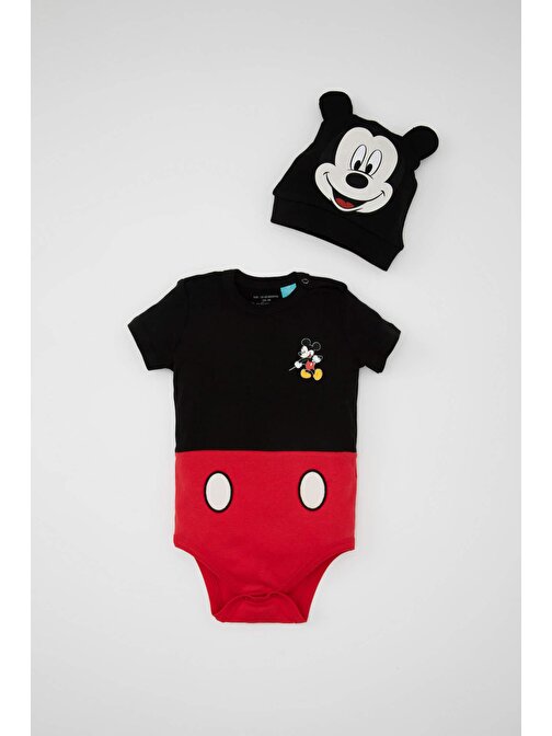 Erkek Bebek Yeni Doğan Disney Mickey & Minnie Zarf Yaka Ribana 2li Kısa Kollu Çıtçıtlı Body C6296A524SM