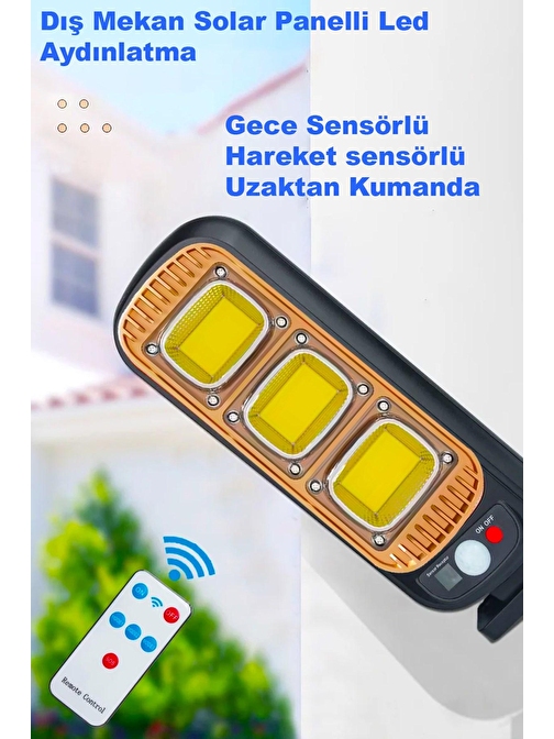 Solar Panel Led Dış Mekan Aydınlatma  Su Geçirmez Duvar Lambası Uzaktan Kumanda Led Hareket Sensörü 