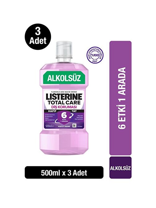 Listerine Total Care Hafif Tat Alkolsüz Ağız Bakım Suyu 500ml x3