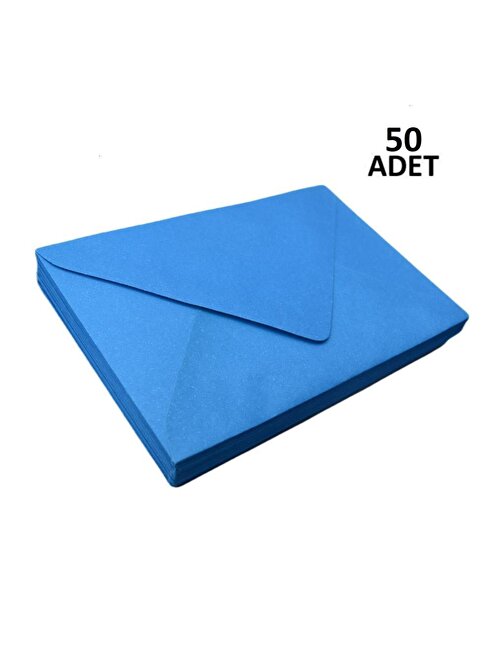 50 Adet Mavi Renkli Küçük Zarf 7x9