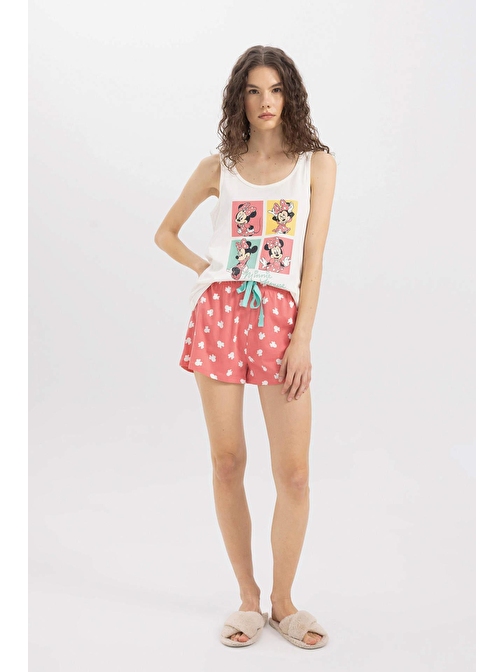 Fall in Love Disney Mickey & Minnie Atlet Şortlu Pijama Takımı B8740AX24SM