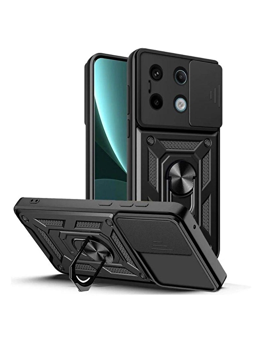 Gpack Xiaomi Redmi Note 13 4G Kılıf Tank Aramid Sürgülü Vega Yüzüklü Sert Silikon 