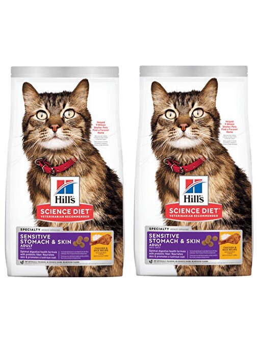 Hills Feline Sensitive Skin Tavuklu Yetişkin Kuru Kedi Maması 1,5 Kg 2 Adet