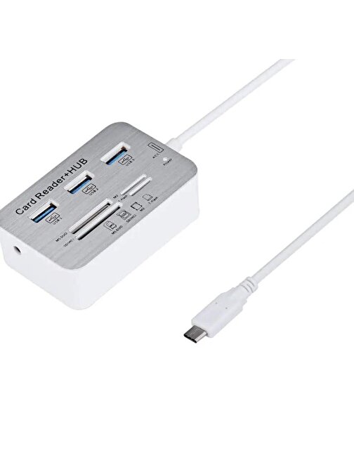 Hadron HDX7029 Type-C to Usb 3.0 Hub 3 Port Usb Çoğaltıcı + Ms/Sd/M2/Tf 7in1 Kart Okuyucu 5/10 Gbps 