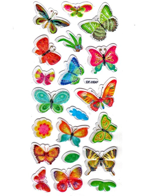 Işıltılı Sticker Kabartmalı Stiker Defter Planlayıcı Etiket (Dfh041)-18x9cm - Kelebek