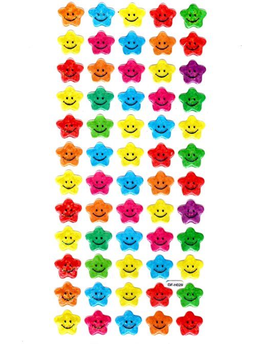 Işıltılı Sticker Kabartmalı Stiker Defter Planlayıcı Etiket (Dfh029)-18x9cm - Emoji Yıldız