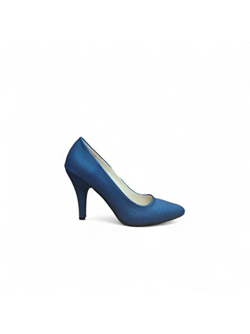 Kadın Süet Lacivert Stiletto Topuklu Ayakkabı 10 cm