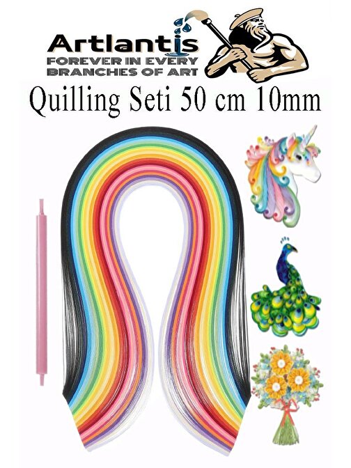 Quilling Seti 10 mm Kalın 1 Paket Quling Kağıt Katlama Kıvırma Sanatı Telkari Kuiling Karışık Renkli