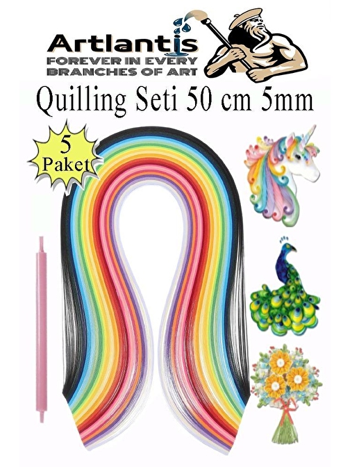 Quilling Seti 5 mm İnce 5 Paket Quling Kağıt Katlama Kıvırma Sanatı Telkari Kuiling Karışık Renkli 