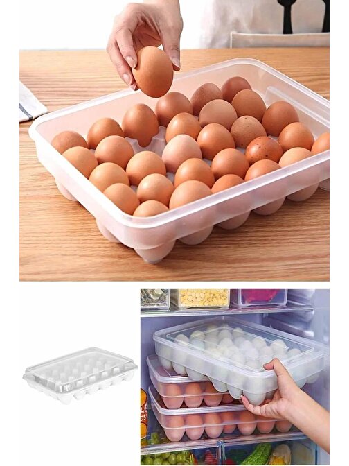 30 Yumurta Kapasiteli Yumurta Saklama Kabı -Kapaklı Pratik Yumurta Saklama Kutusu-Yumurta Organizeri