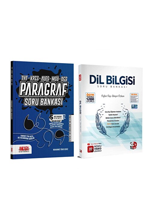 3D TYT Dil Bilgisi ve AKM Paragraf Soru Bankası Seti 2 Kitap