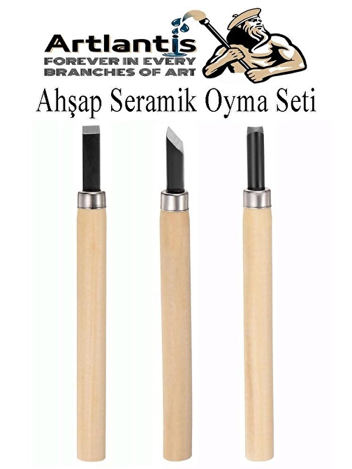 Ahşap Seramik Oyma Seti 3 lü 1 Paket İskarpela Seti Paslanmaz Çelik Bıçaklı Ağaç Oyma Heykel Hobi Kretuar Gravür