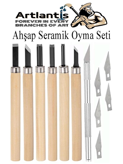 Ahşap Seramik Oyma Seti 6 lı Kretuar 1 Paket İskarpela Seti Paslanmaz Çelik Bıçaklı Ağaç Oyma Heykel Hobi Kretuar Gravür