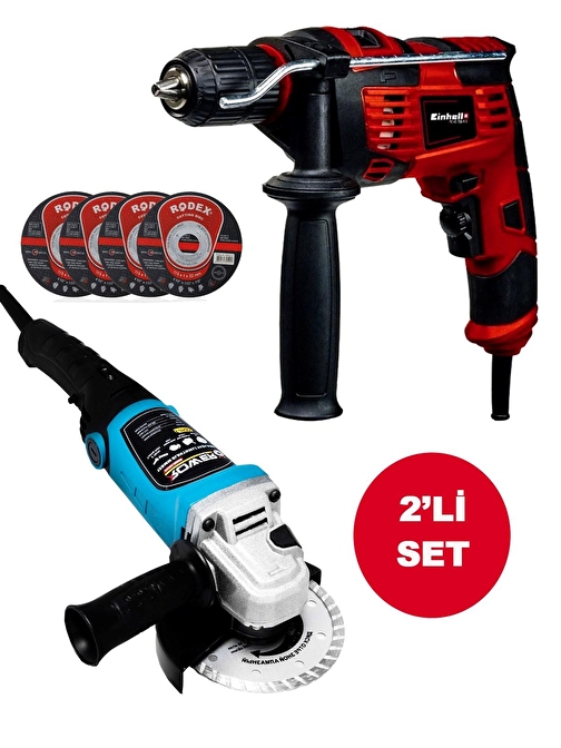 Einhell TC-ID 720/1 E, Darbeli Matkap-Rowermax Acuç içi Taşlama 2'li SET