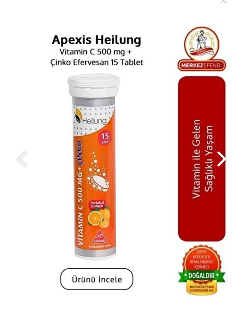 Heilung Vitamin C 500 mg Çinko 15 Efervesan Tablet