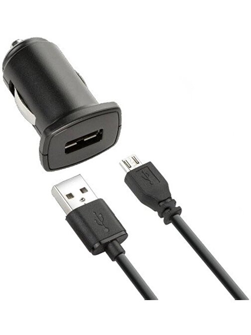 KEY 2.4A SINGLE UN-WIRED WITH MICRO USB CABLE CAR CHARGER, BLACK (ANDROID KABLOLU ARAÇ ŞARJI)