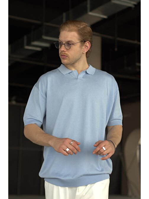 Erkek Oversize Polo Yaka Triko T-Shirt