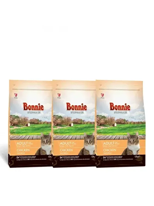 Bonnie Tavuklu Yetişkin Kedi Maması 1,5 Kg x 3 Adet