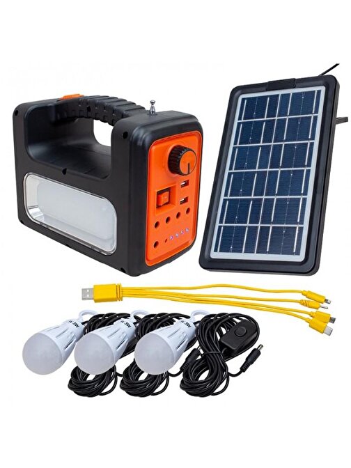 Everton RT-902 Solar Panelli 3 Ampullü USB-SD Kart-MP3-Radyo Destekli Solar Işıldak Fener