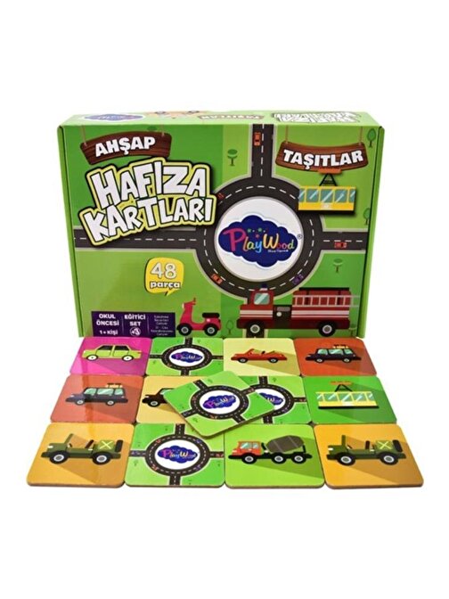 Play Wood Ahşap Tutmalı Hafıza Kartları Taşıtlar ONY-08