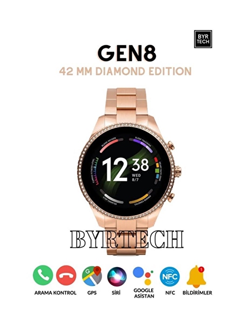 Megatech GEN 8 42 mm GPS-NFC-Siri Destekli Smartwatch Diamond Edition Akıllı Saat