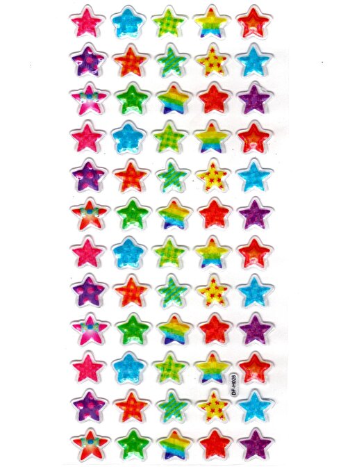Işıltılı Sticker Kabartmalı Stiker Defter Planlayıcı Etiket (Dfh026)-18x9cm - Mini Yıldız